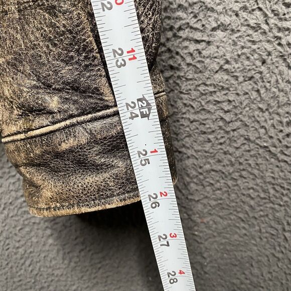 Eddie Bauer Mens 2XL Leather Bomber Jacket Full Zip Brown Distressed Gradient - Picture 6 of 16